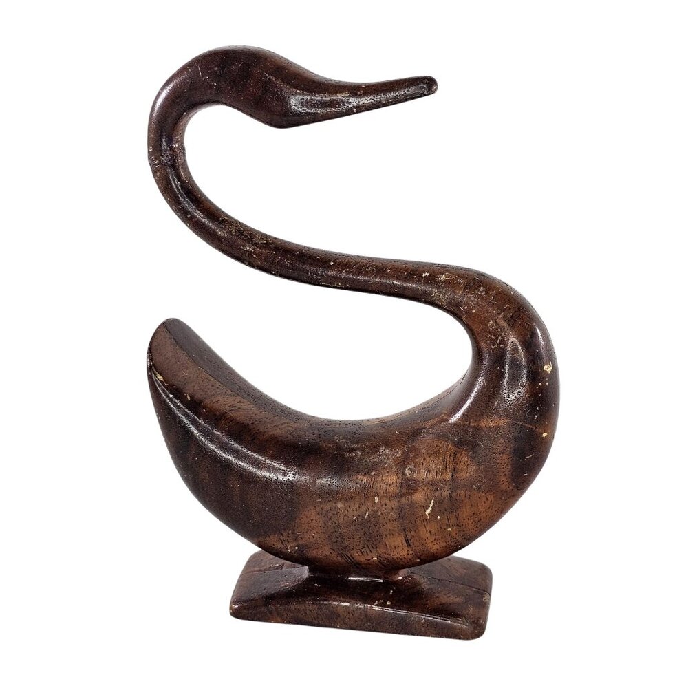 Vintage Hand-Carved Wooden Duck Sculpture *Repaired Neck* Signed